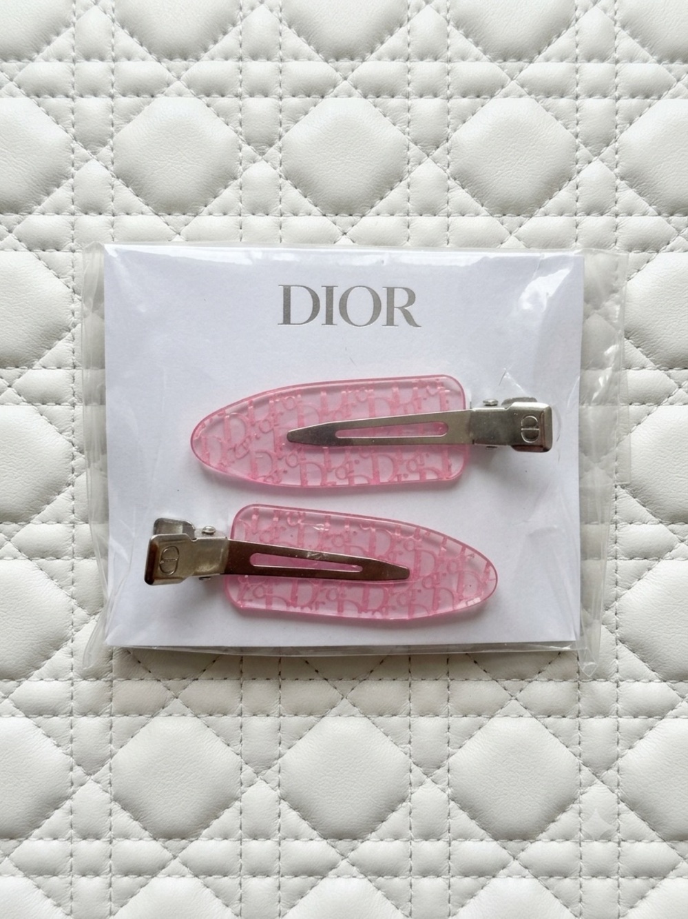 DIOR Pink Logo Resin Hair Clips - Set of 2